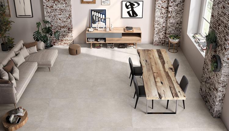 Be-Square | Emilceramica Porcelain Stoneware Emil Be-square Concrete Living Room Concrete Gallery Image | Emilceramica
