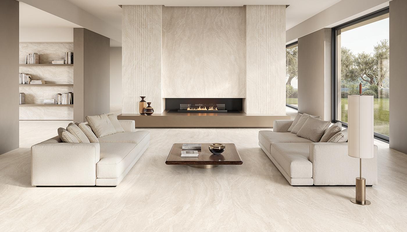 Porcelain Stoneware Emil Dualtravertine Stone Living Room White Poro Aperto,white Poro Chiuso,white Roma Magna Gallery Image | Emilceramica Porcelain Stoneware Emil Dualtravertine Stone Living Room White Poro Aperto,white Poro Chiuso,white Roma Magna Gallery Image | Emilceramica