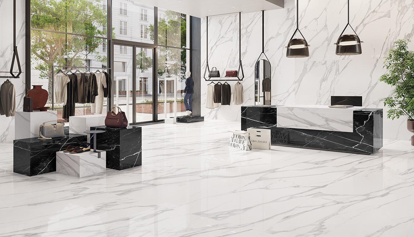Porcelain Stoneware Emil Tele Di Marmo Marble Shop Statuario Michelangelo Base Gallery Image | Emilceramica Porcelain Stoneware Emil Tele Di Marmo Marble Shop Statuario Michelangelo Base Gallery Image | Emilceramica