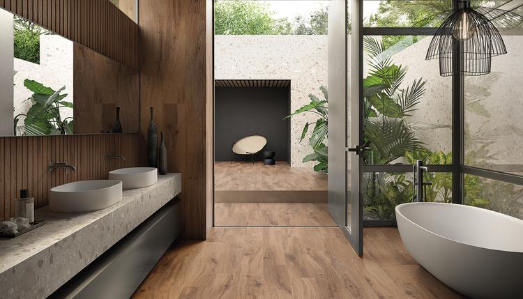 I-Wood | Emilceramica Porcelain Stoneware Ergon I-wood Stone,wood Bathroom Sabbia ,rovere Imbrunito Gallery Image | Emilceramica