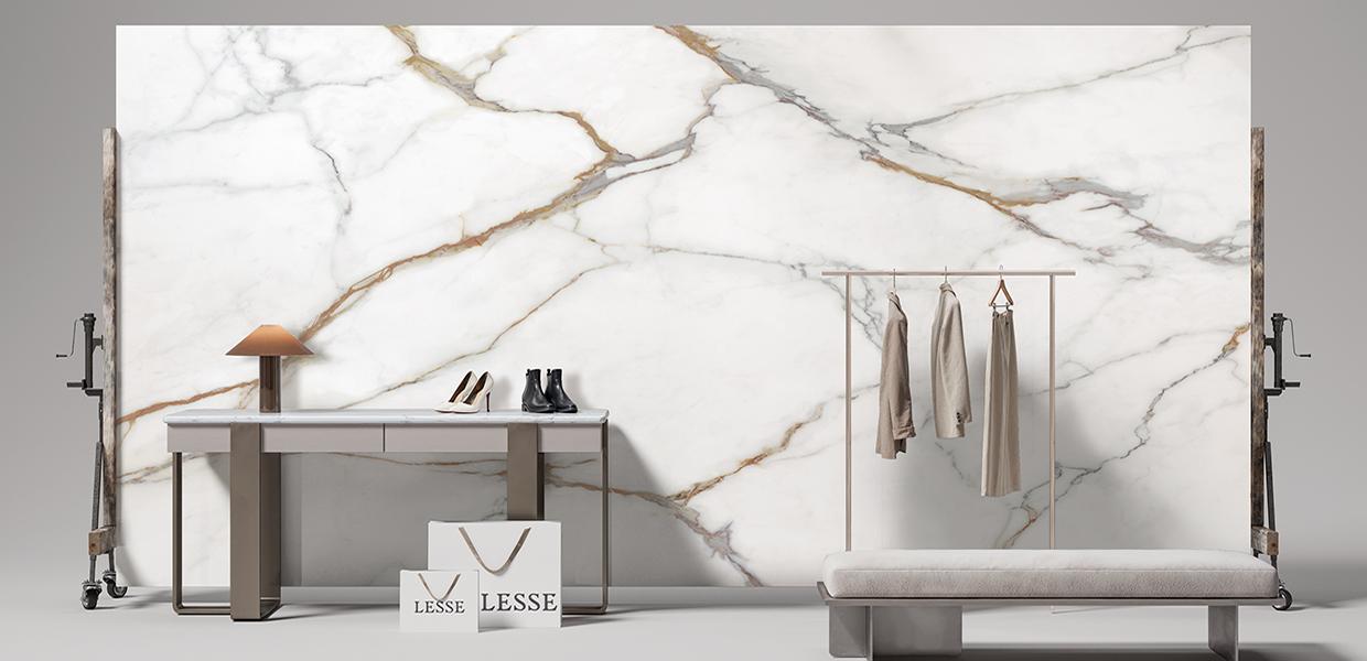 Porcelain Stoneware Level Level Marmi Marble Calacatta Oro Gallery Image | Emilceramica Porcelain Stoneware Level Level Marmi Marble Calacatta Oro Gallery Image | Emilceramica