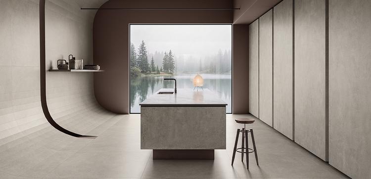Unique Concrete | Emilceramica Porcelain Stoneware Provenza Unique Concrete Concrete Kitchen Grigio Cemento Colato,grigio Cemento Seminato Gallery Image | Emilceramica