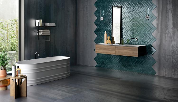 Metallica | Emilceramica Porcelain Stoneware Viva Metallica Metal Bathroom Calamine Gallery Image | Emilceramica